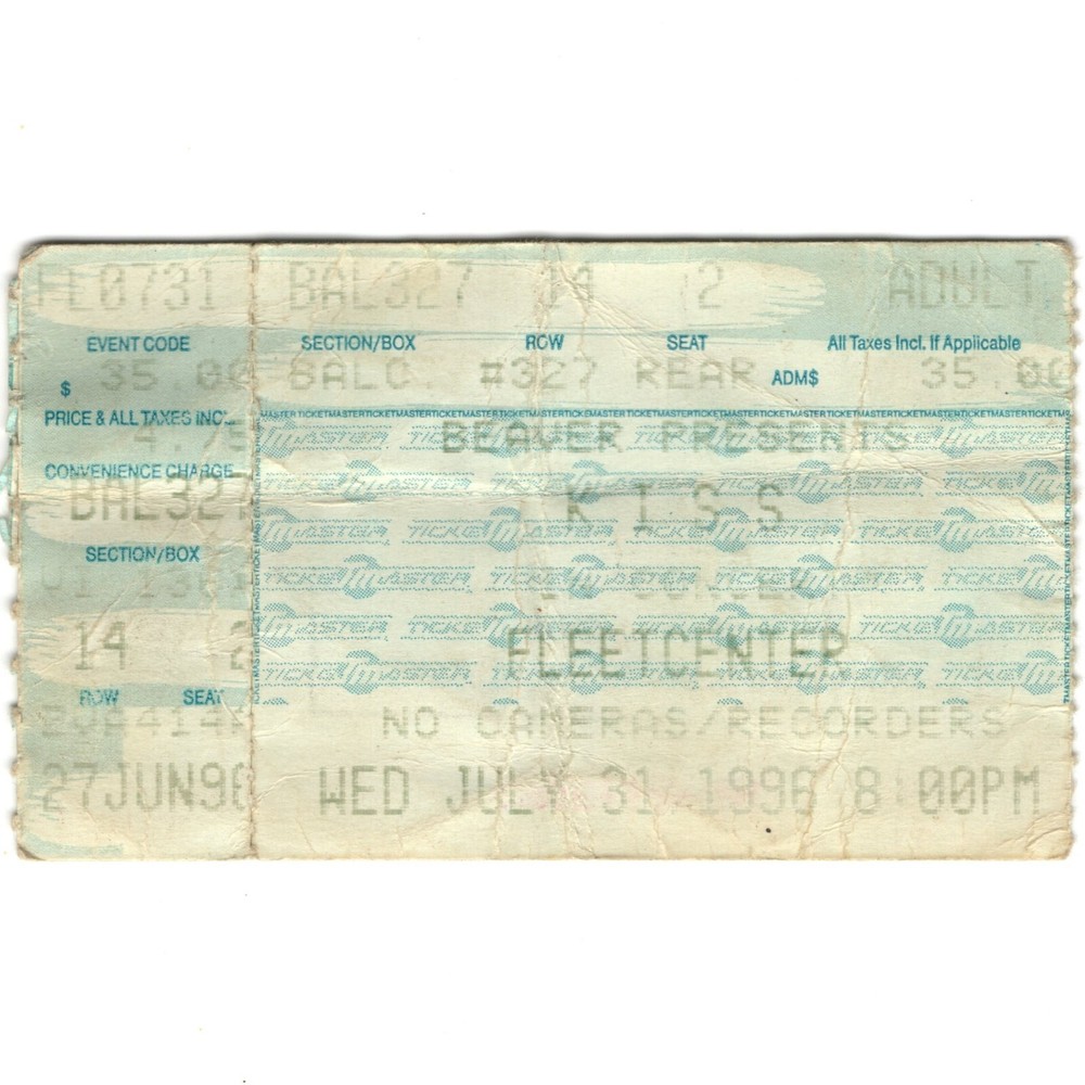 KISS Concert Ticket Stub BOSTON 7/31/96 FLEET CENTER ALIVE WORLDWIDE TOUR Rare