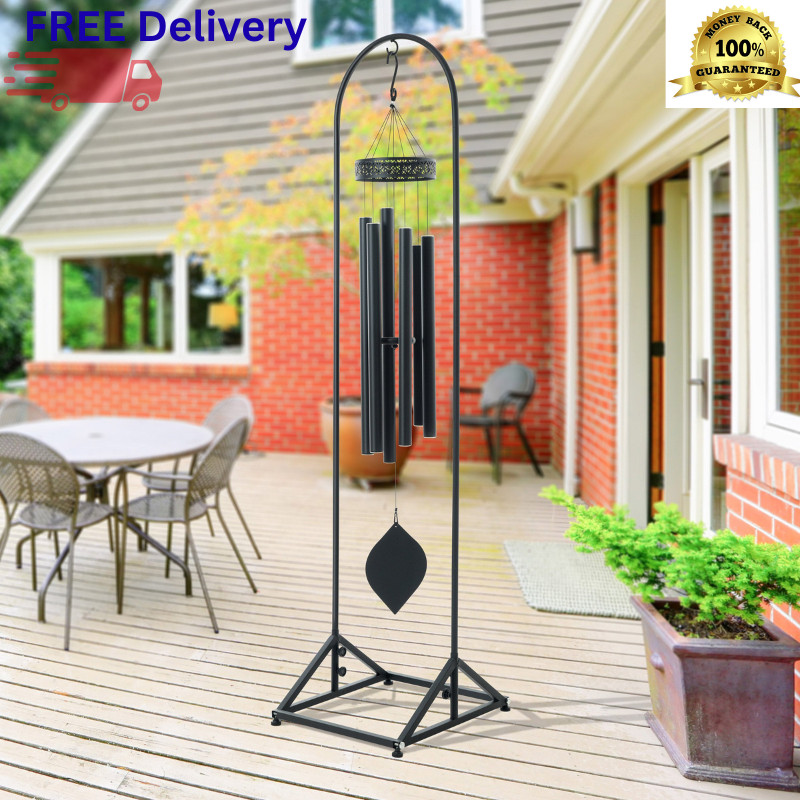 76" Metal Wind Chime Stand Heavy Duty Steel Outdoor Garden Display Hook New