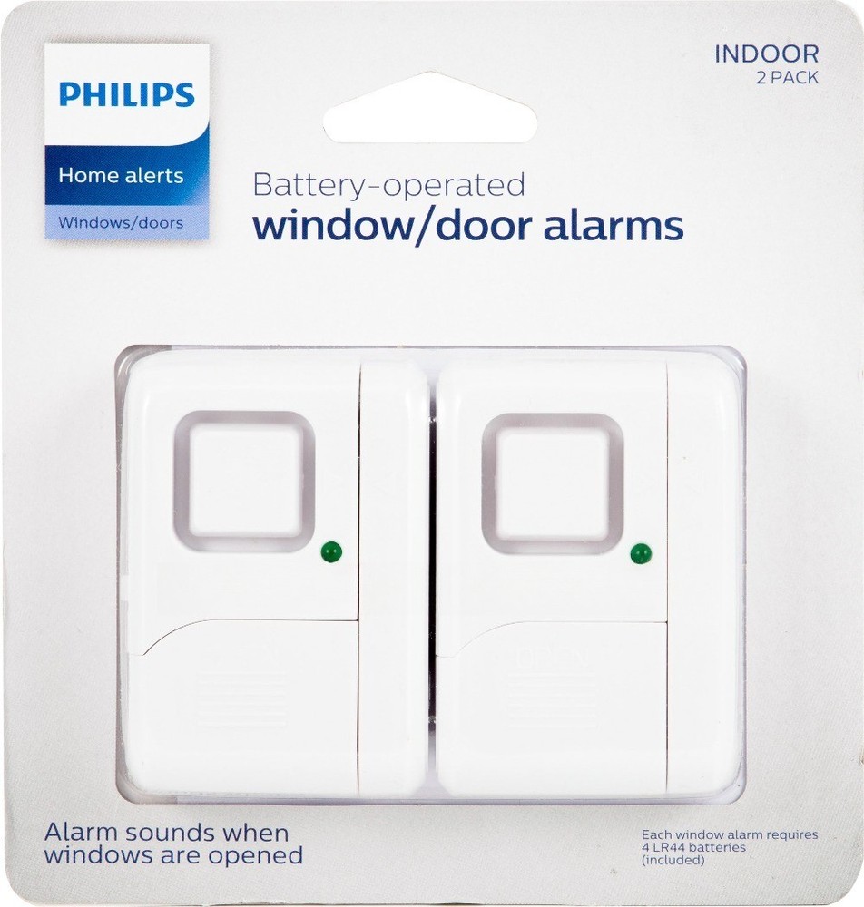 Personal Security Window and Door Alarm, 2-Pack, White