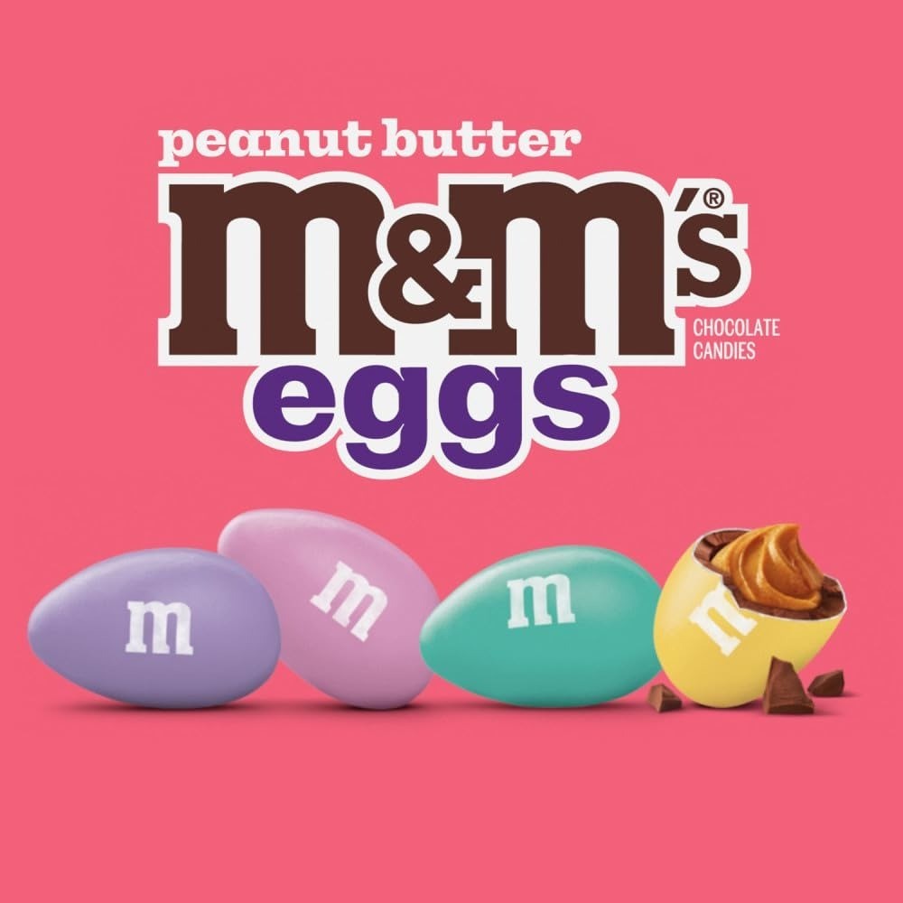 M&M'S Peanut Butter Eggs, Chocolate Easter Candy for Easter Basket Stuffers