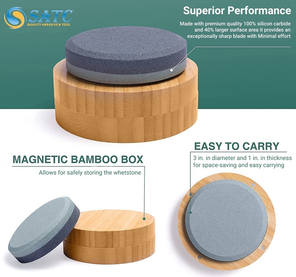 SATC Round 2 Grit Sharpening Stone Axe Blade Edge Sharpener Hand Tool with Case