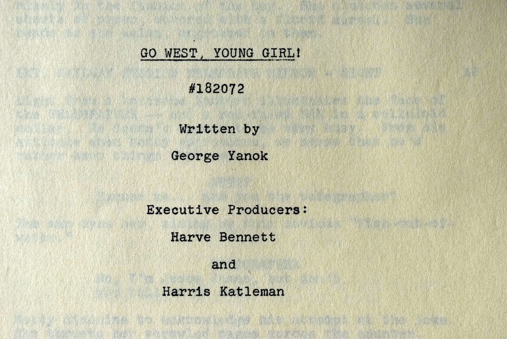 1978 Go West, Young Girl! Original Screenplay Script Revised Final Draft