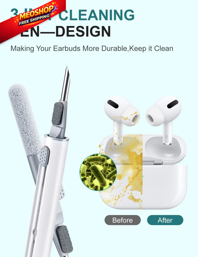 2 Pack Cleaner Kit for Airpods Pro 4 3 2 1, Multi-Function Cleaning Pen White