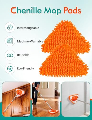 Ceiling Fan Cleaner Duster with 76" Orange-duster With Triangle Mop Set