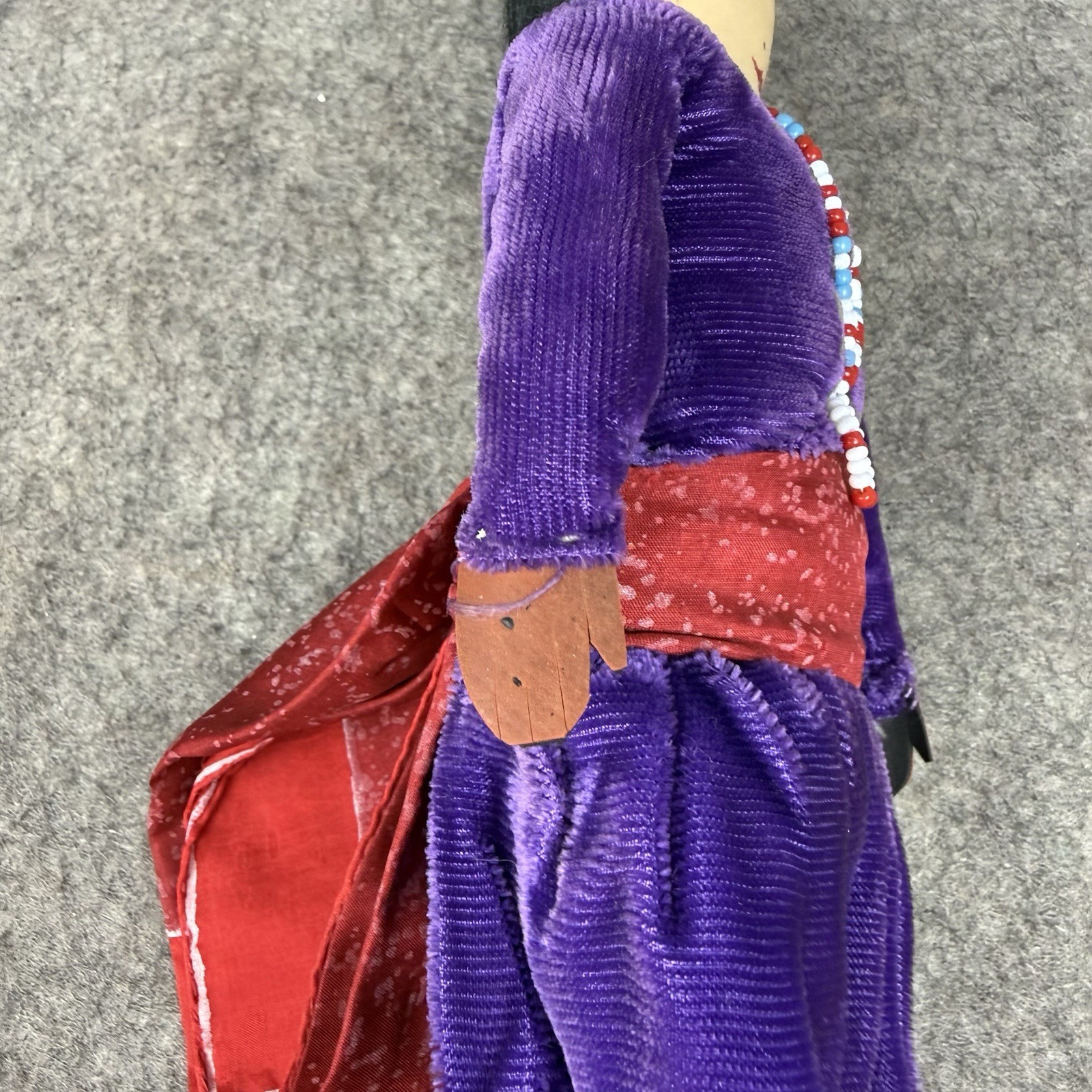 Vintage Native American Navajo Beaded Handmade Doll in Purple Velvet Dress