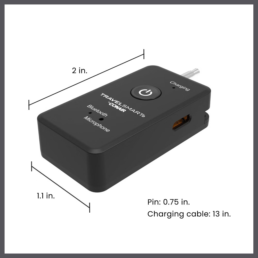 Travel Smart Wireless Headphone Bluetooth Adapter - Black
