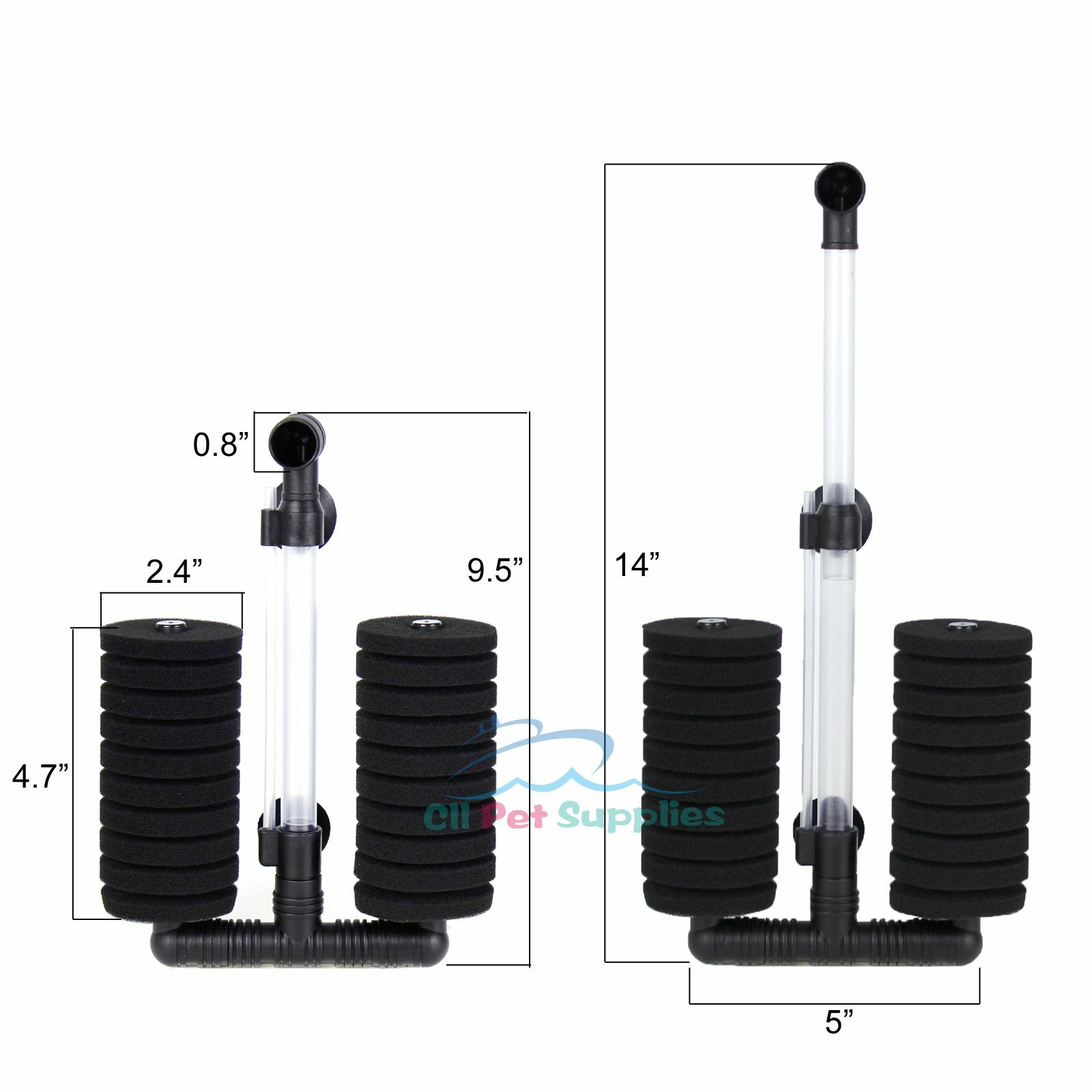 4 pcs Bio Sponge Filter Betta Fry Aquarium Fish Tank Double Sponge up to 55 Gal