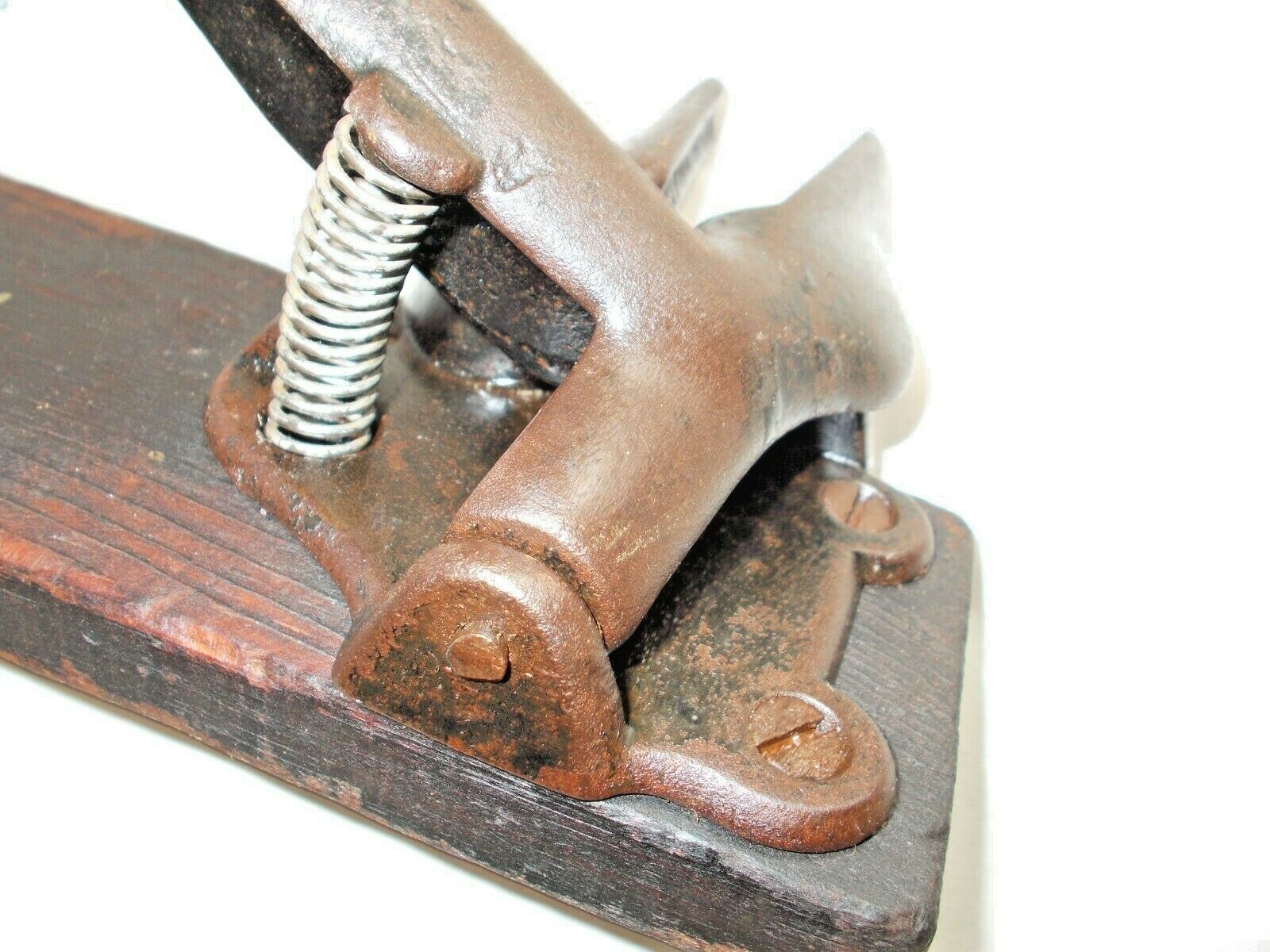 Vintage Nut Cracker, Opens to 15/16", Metal Handle and Jaws with Wooden Base