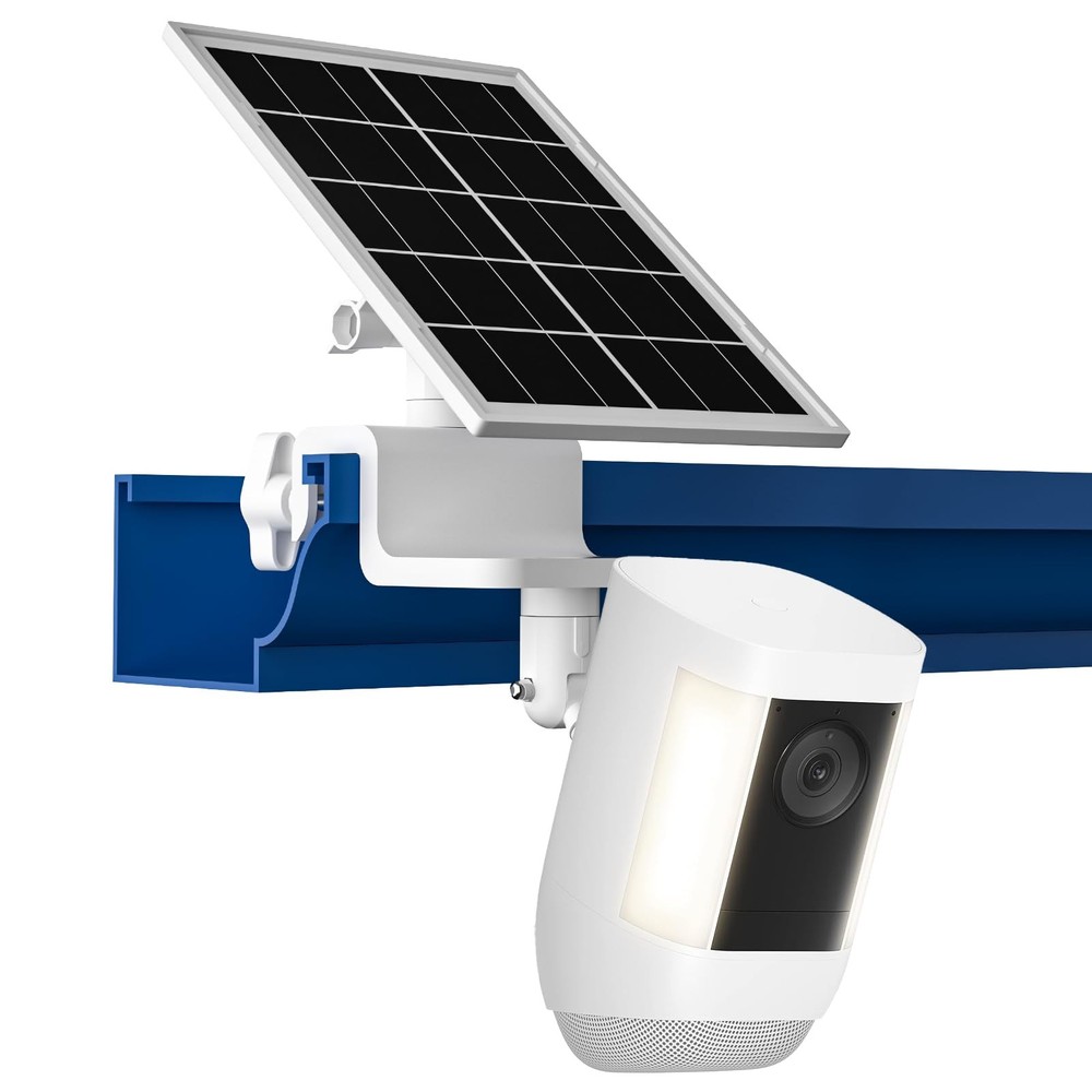 6W Solar Panel with Gutter Mount compatible with Ring Spotlight Cam White