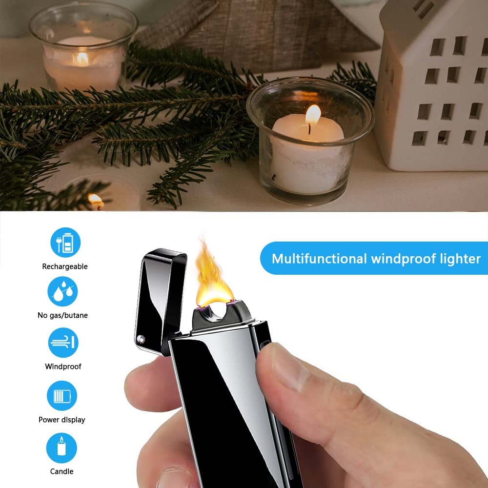 Lighter Rechargeable, Windproof Arc Lighter USB Plasma Lighters with Projecti...