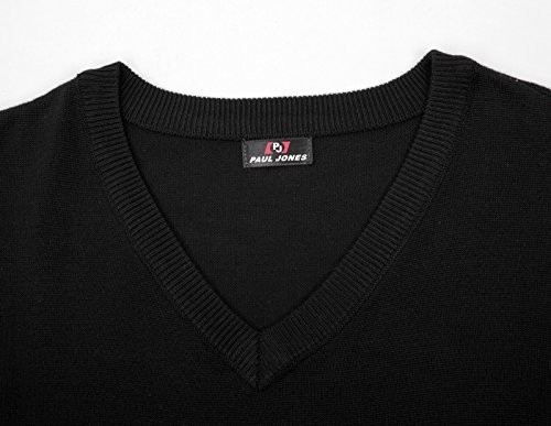 Mens V-Neck Knitted Sweater Vest Solid Plain Sleeveless Pullover X-Large Black