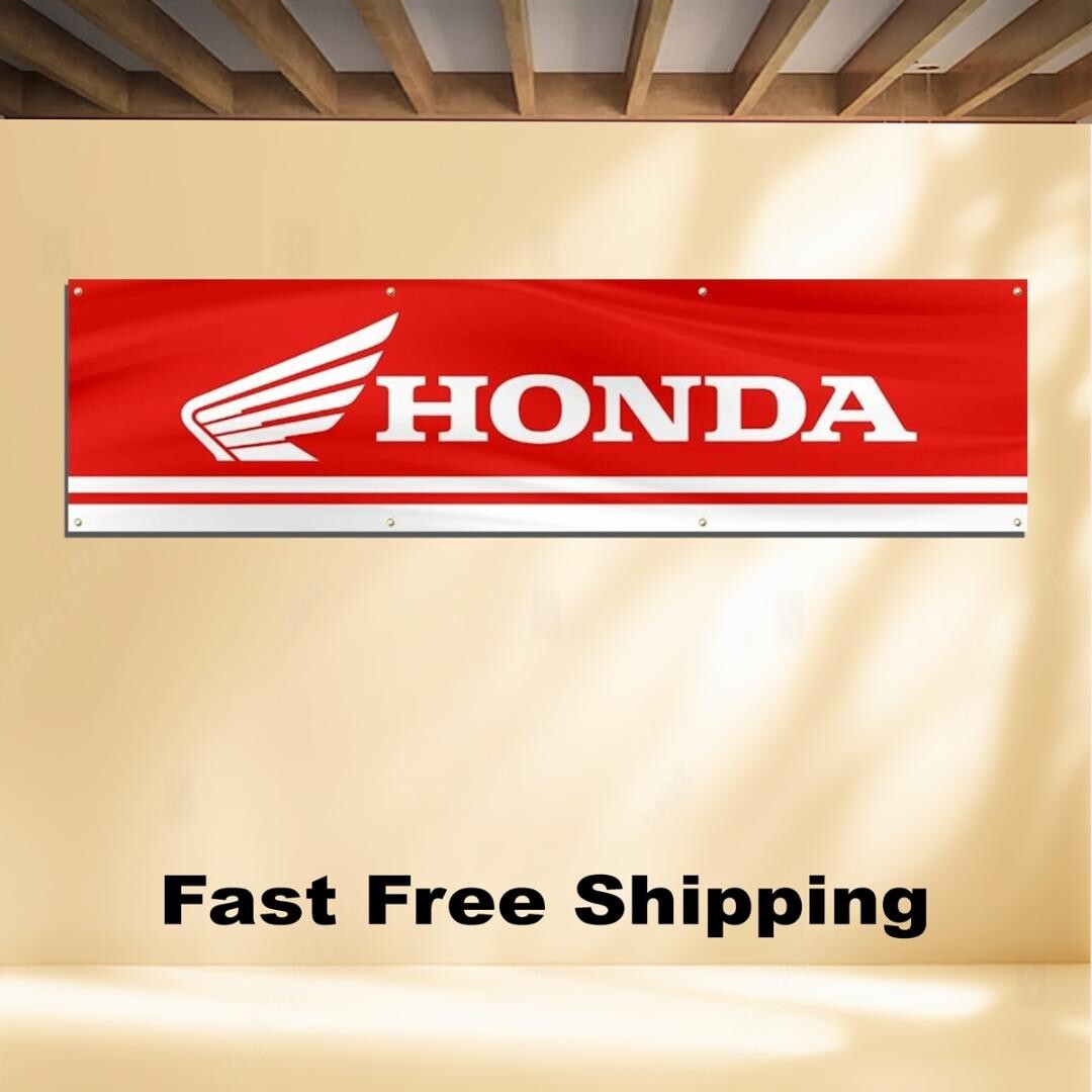 HONDA 2'X8' BANNER FLAG MOTORCYLE RACING RED WING