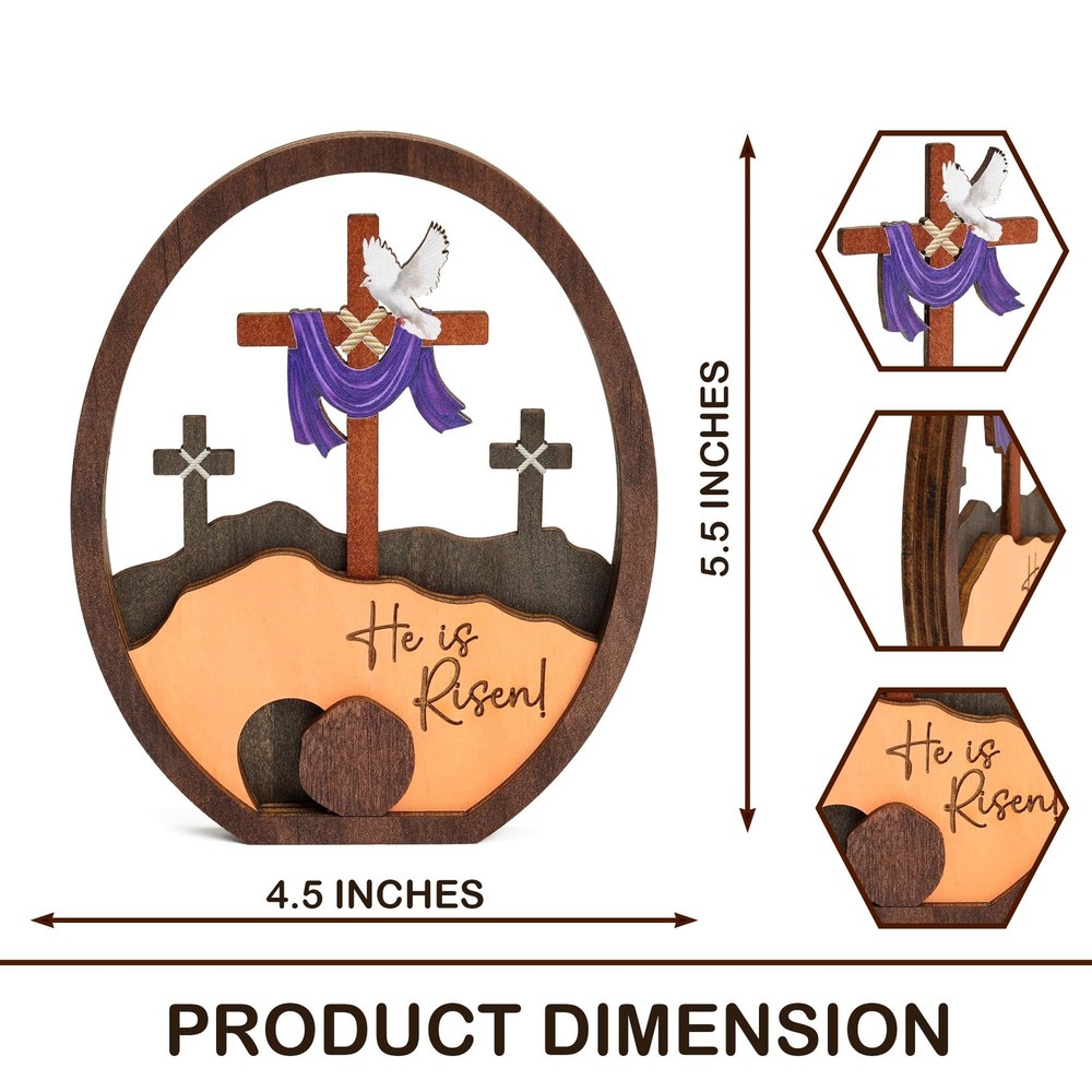 He Is Risen Easter Decorations for Home, 3D Empty Tomb Scene Egg