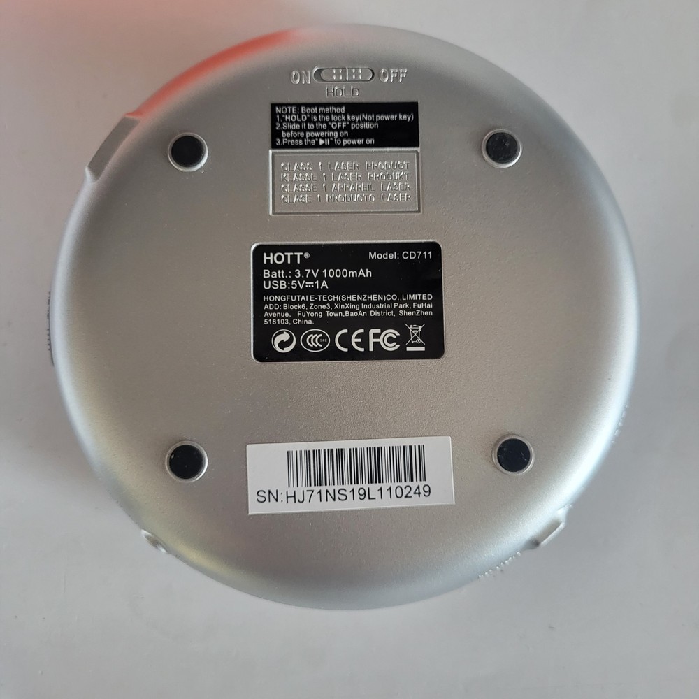 HOTT CD711 Rechargeable Portable CD Player - Silver