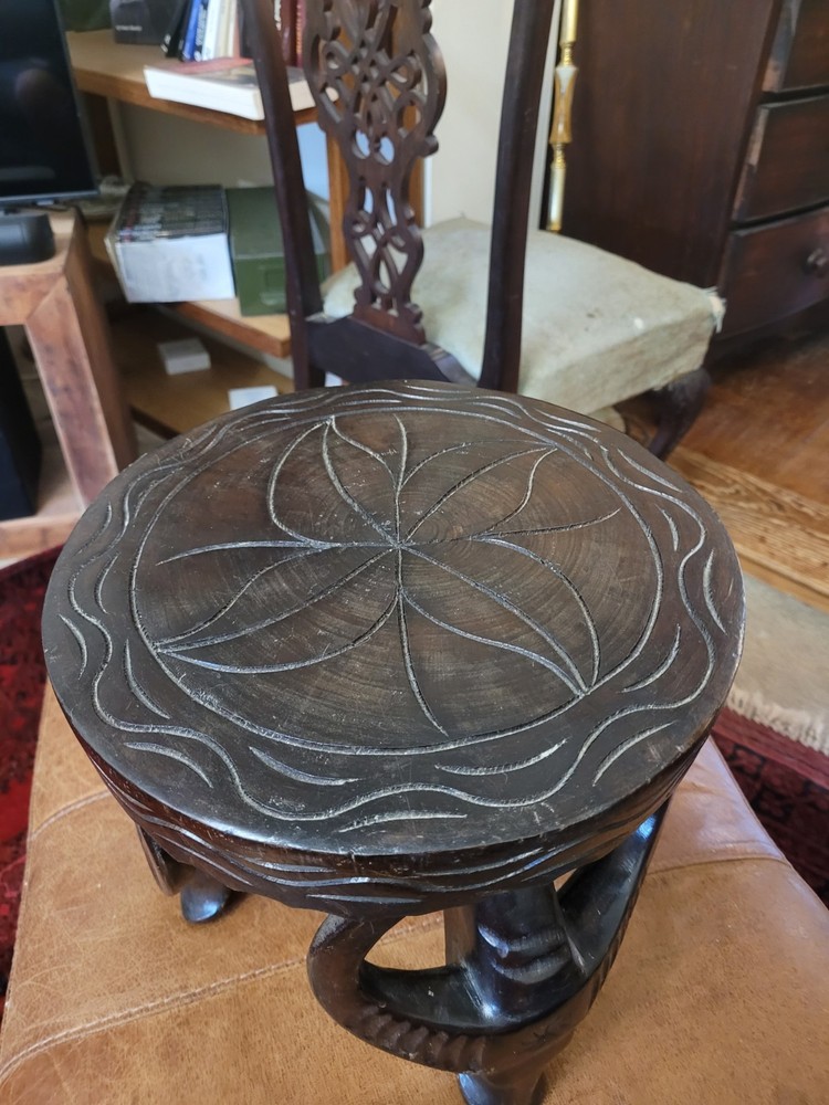Vintage Philippines Hand Carved Buffalo Stool