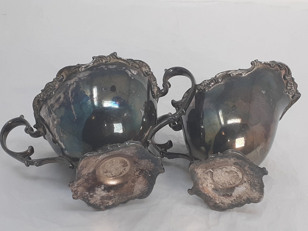 Vintage Poole Silver Co Victorian Style Sugar Bowl & Creamer Silverplate