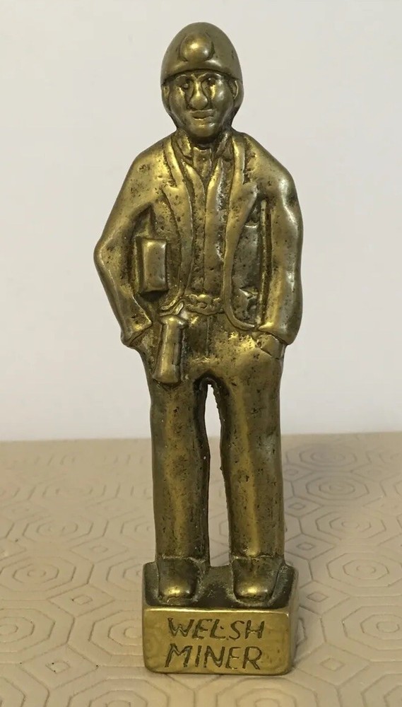 Vintage Brass Welsh Coal Miner Cymru