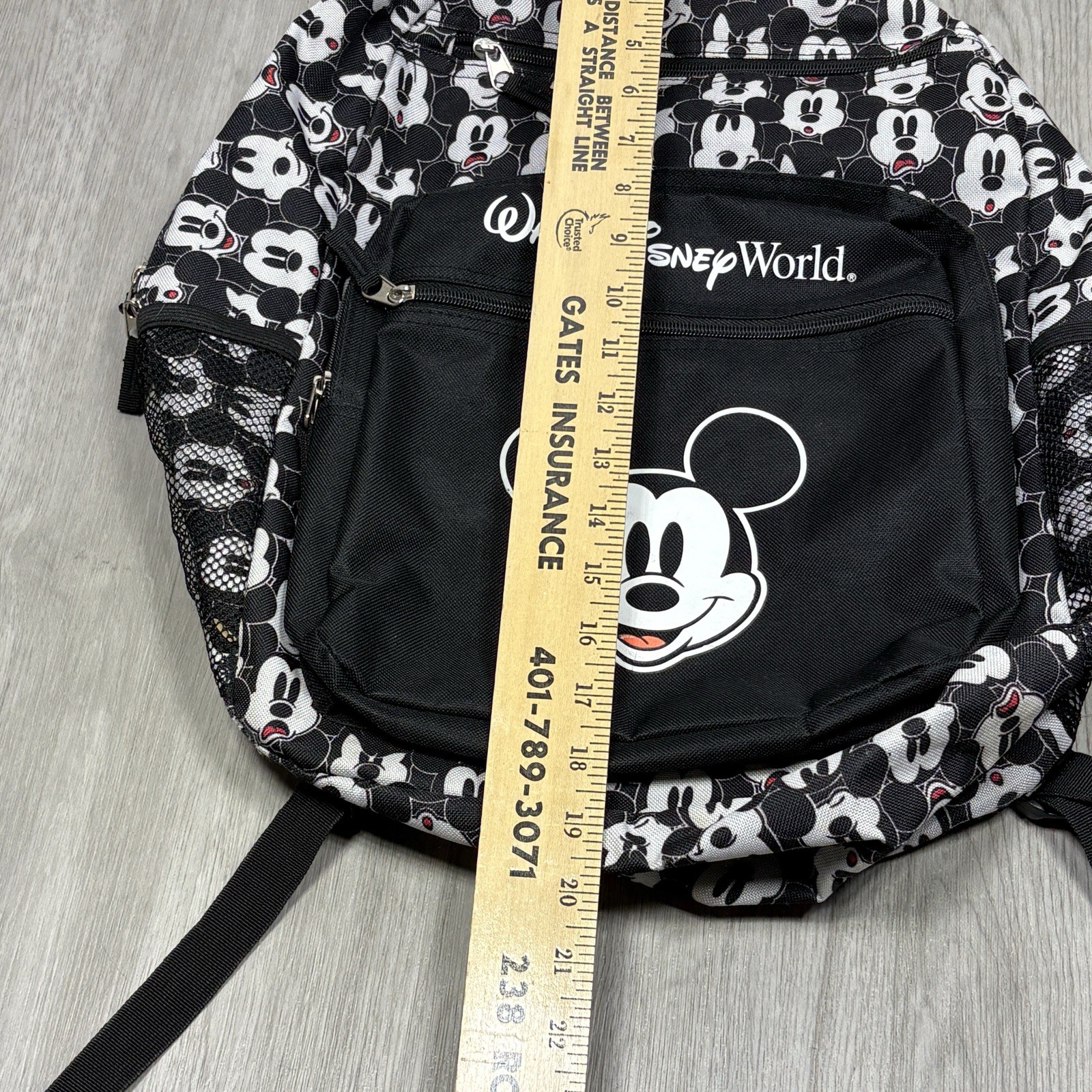 Walt Disney World Backpack Mickey Mouse All Over Print Mickey Net Side Pouches