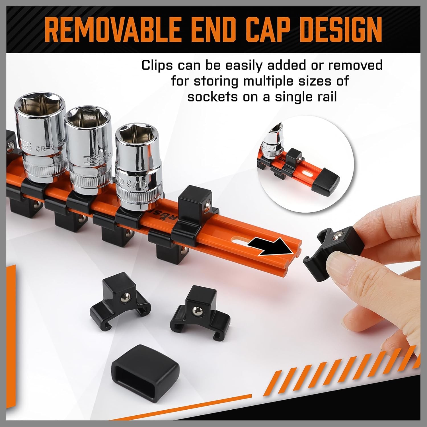 6PC Double Sided Socket Holder Organizer 1/4 3/8 1/2 Driver Shallow Deep Socket