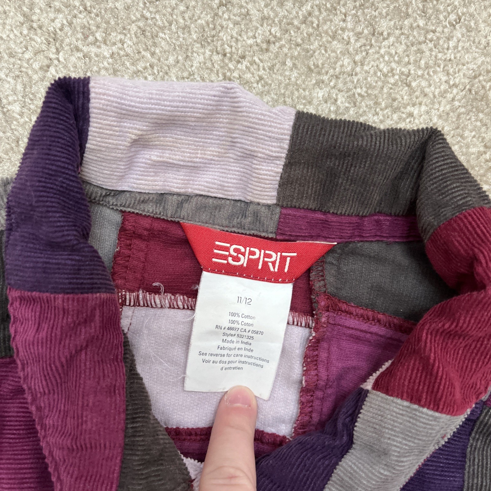 Vintage Esprit Set Patchwork Corduroy Jacket Skirt Girls 11/12 Purple Western 90