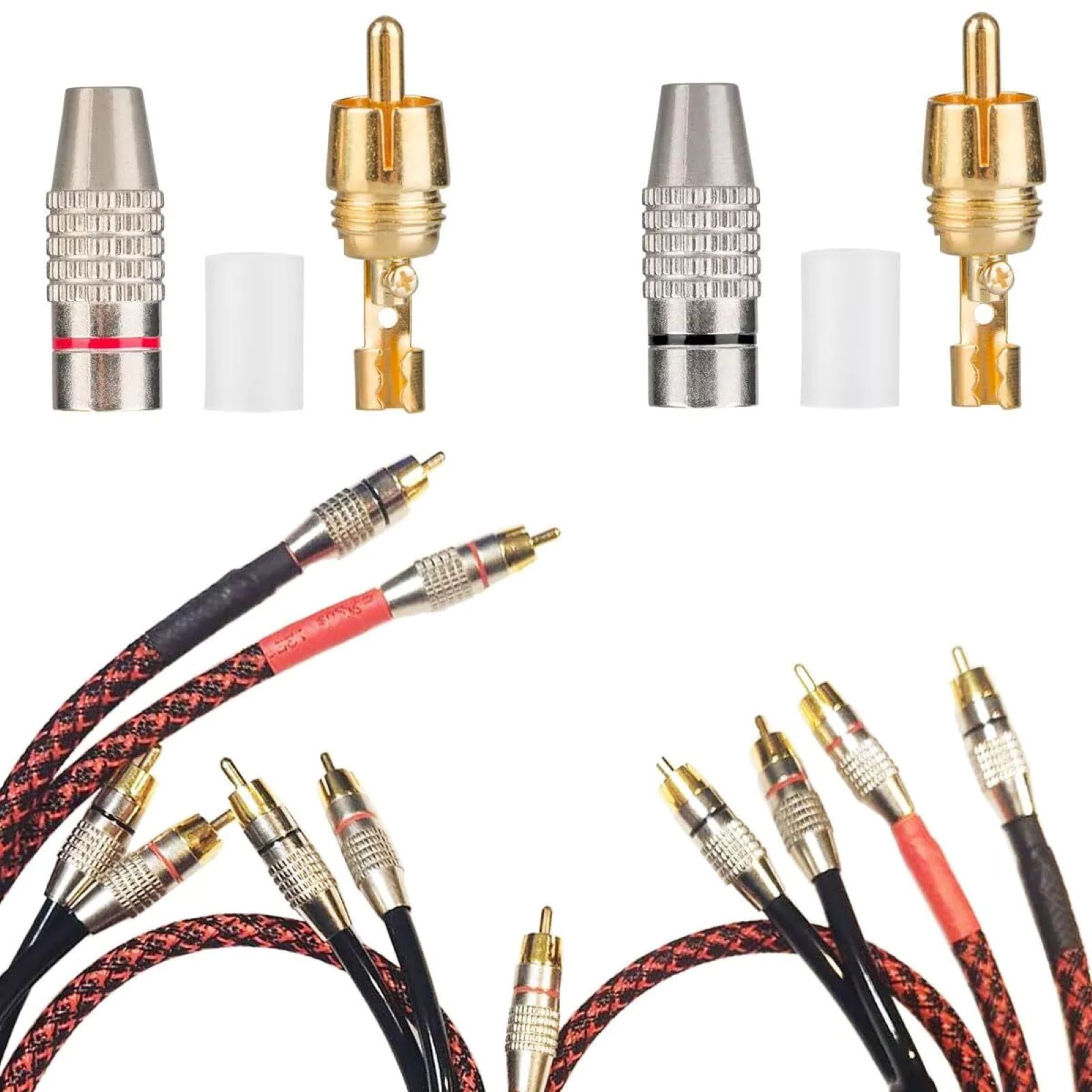 42mm RCA Male Plug Solderless Gold Audio Video Cable Adapter Connector Speaker