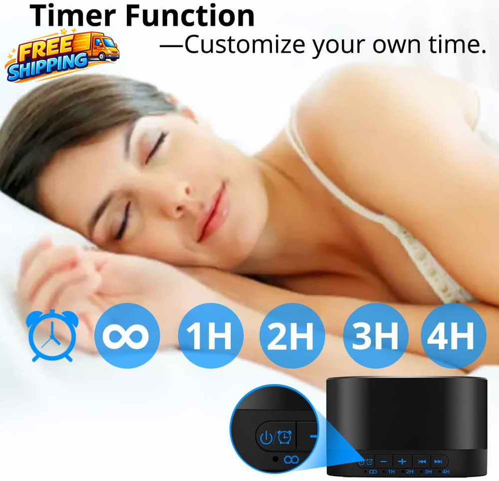 White Noise Machine with 20 Non Looping Natural Soothing Sounds Memory Function