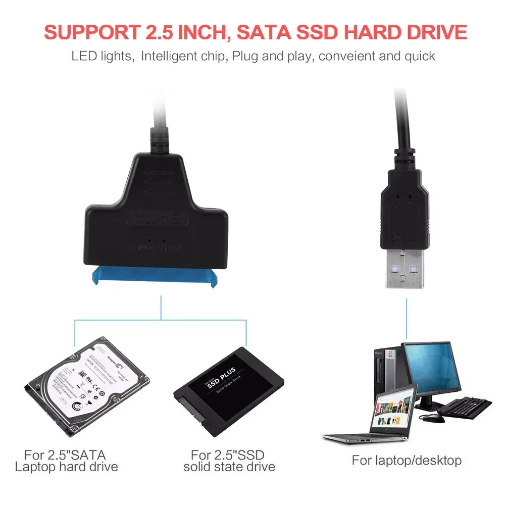 Portable 2.5" SATA Hard / SSD to USB3.0 Convertor for PC / Notebook