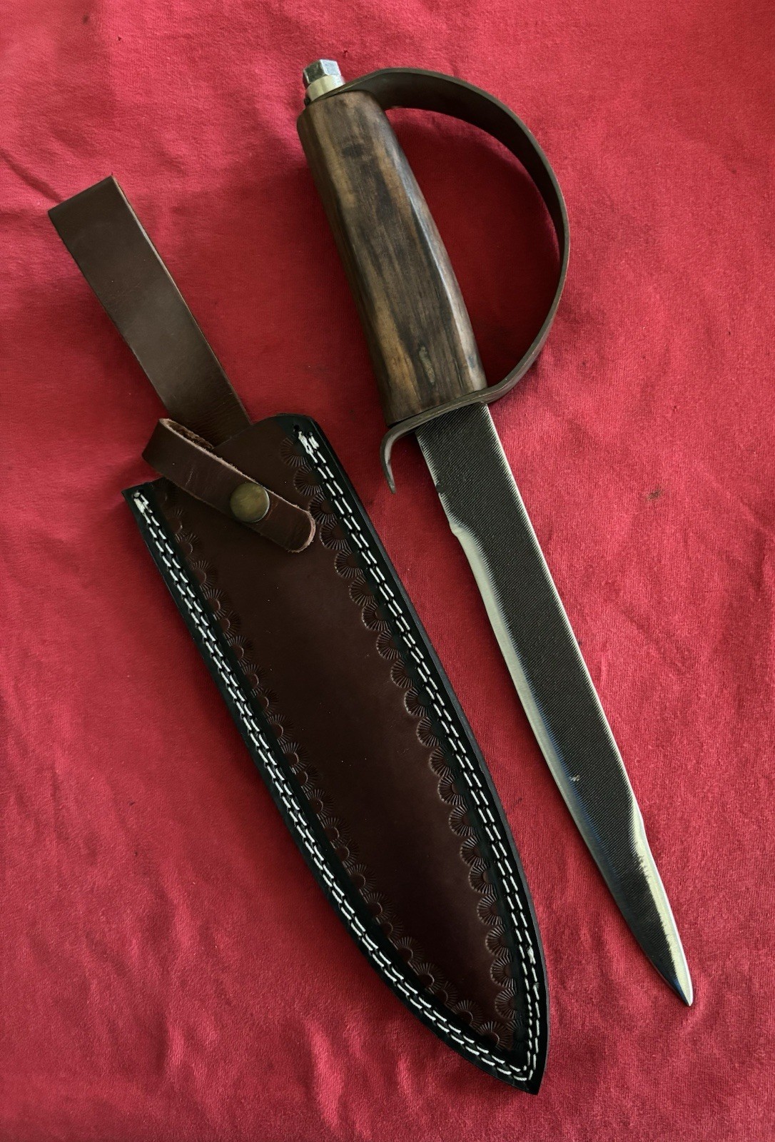 CIVIL WAR REENACTMENT  BOWIE FROM CUT DOWN FILE - BRASS HANDLE - 9.25” BLADE