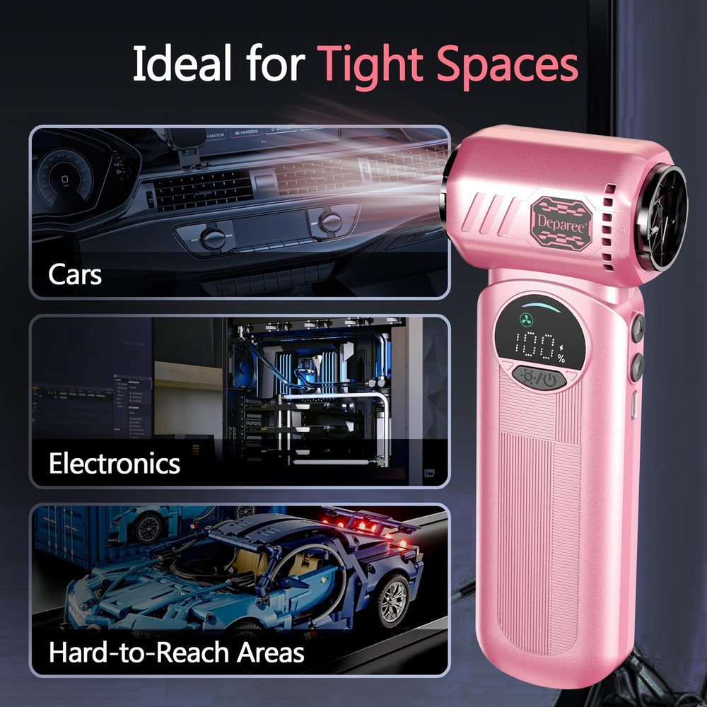 Duster, Compressed Duster Pink, Rechargeable Cordless with Adjustable Speed, ...