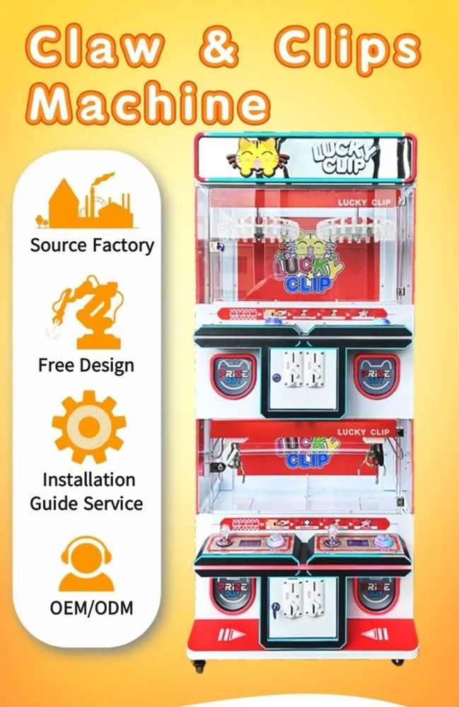 Rotating Spinning 25 Clip Prize Skill Redemption Claw Machine Arcade Combo (4)
