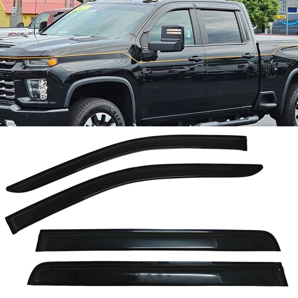 Fit 2019-2023 Chevy Silverado Crew Cab Window Visors Vent Sun Shade Rain Guards
