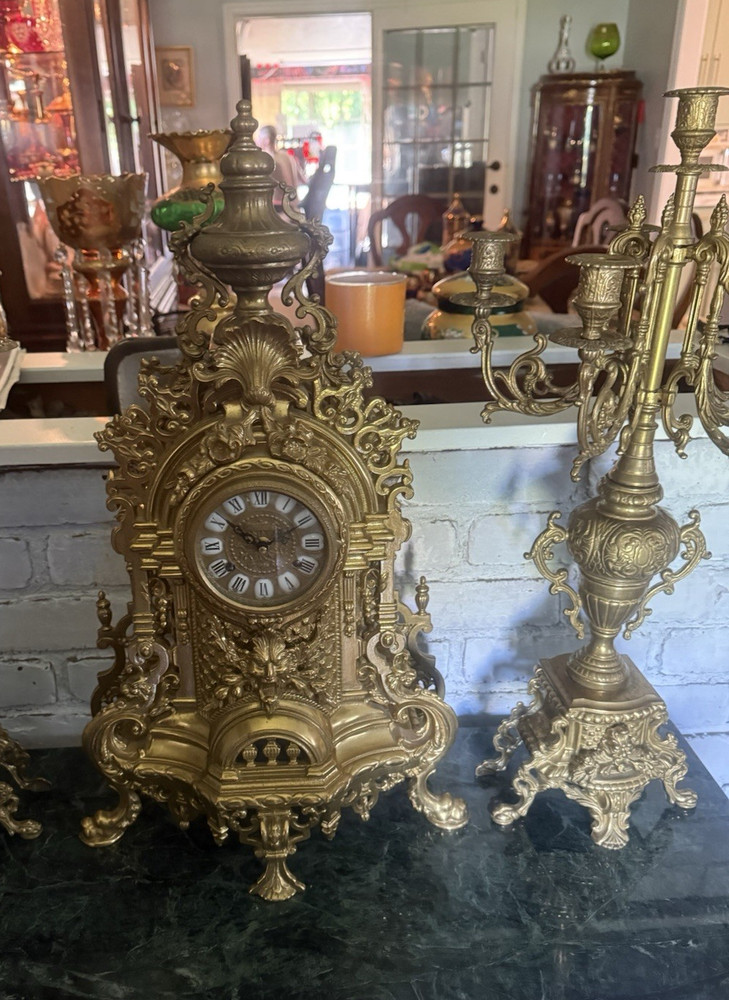 Imperial Italian solid brass clock set 24 inches high