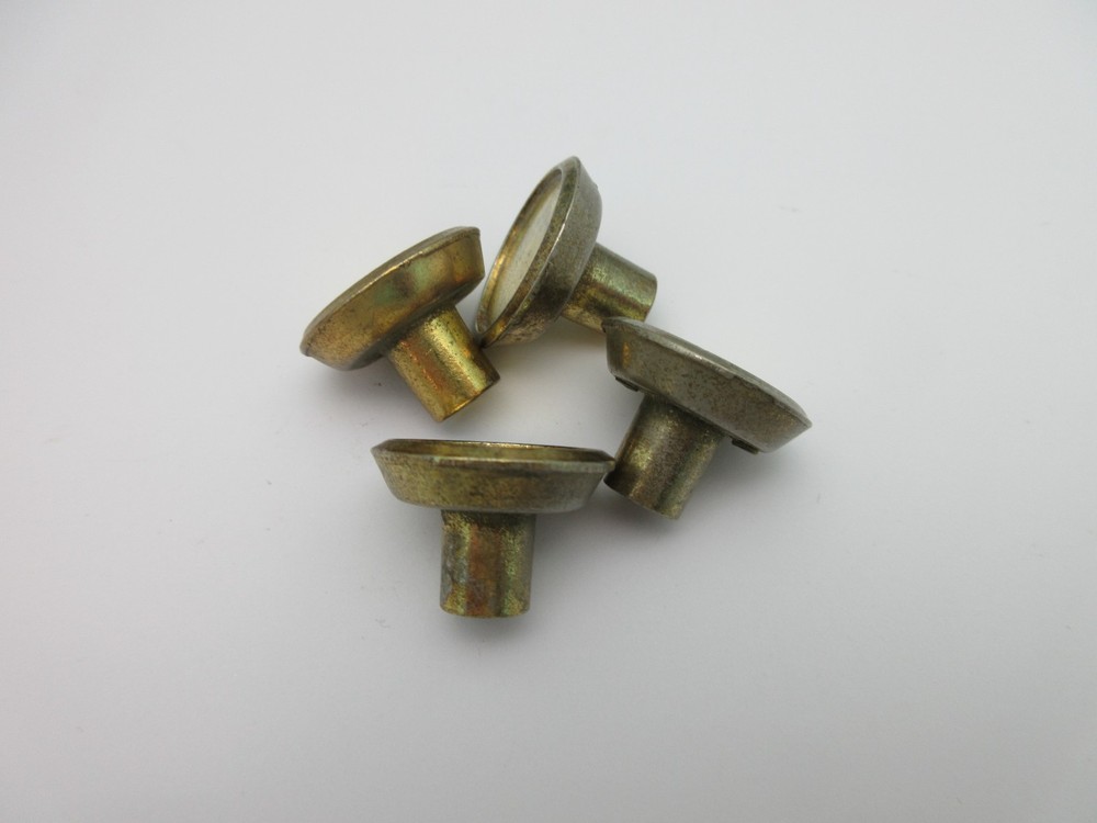 4 Vintage Small Drawer Knobs MCM Brass Gold 7/8" Diameter Handle LBF