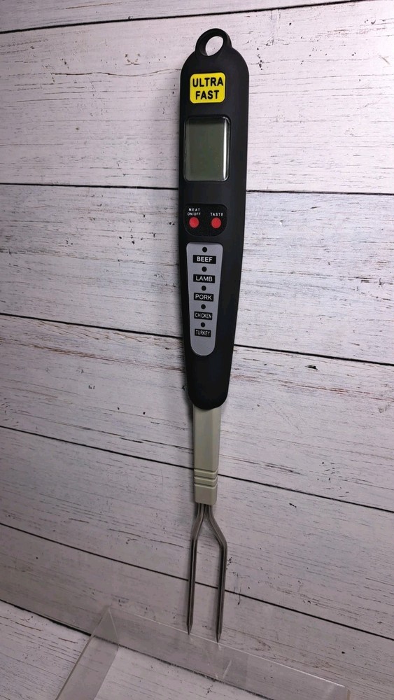 Digital Meat Thermometer Fork, Read Meat BBQ Fork Thermometer with Dual Probe...