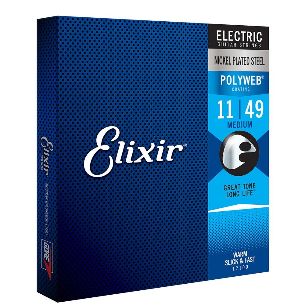 Elixir 12100 Polyweb Coating NPS Electric Guitar Strings, Medium (11-49)