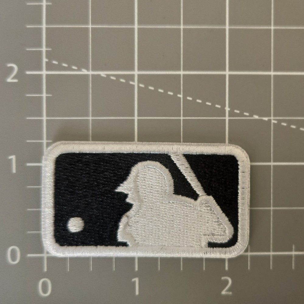 MLB Baseball Logo Black White Patch Embroidered Iron On Small Patch 2.25x1.25"