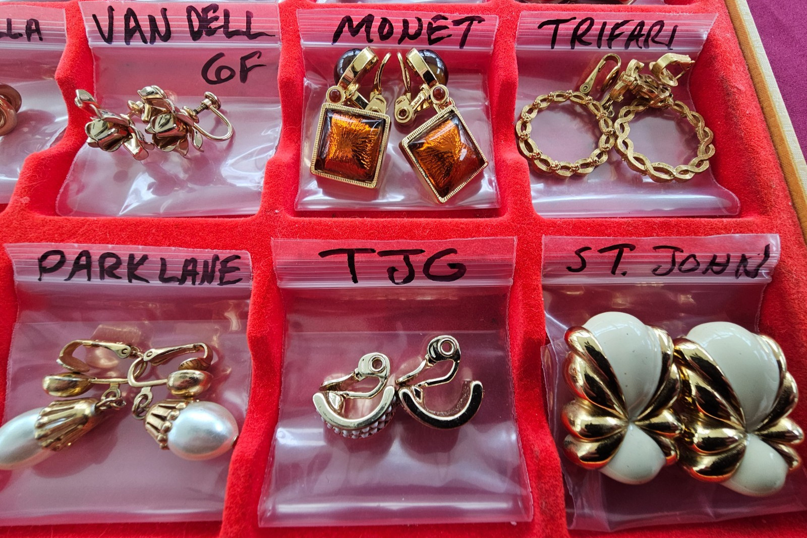 HUGE 121 Pair Clip Earring LOT St. John Napier Trifari Krementz Hilfiger Coro +