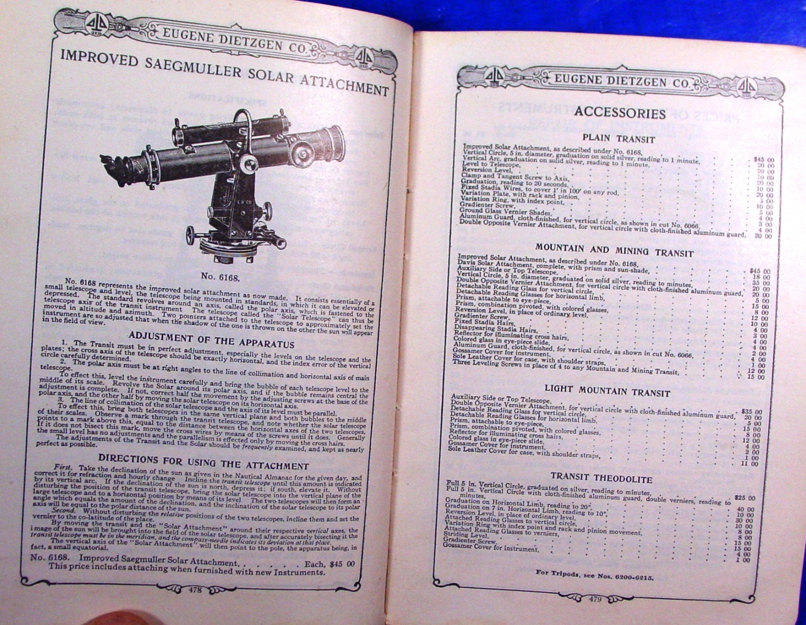 1910 Dietzgen Surveying & Drafting Insts. Catalog