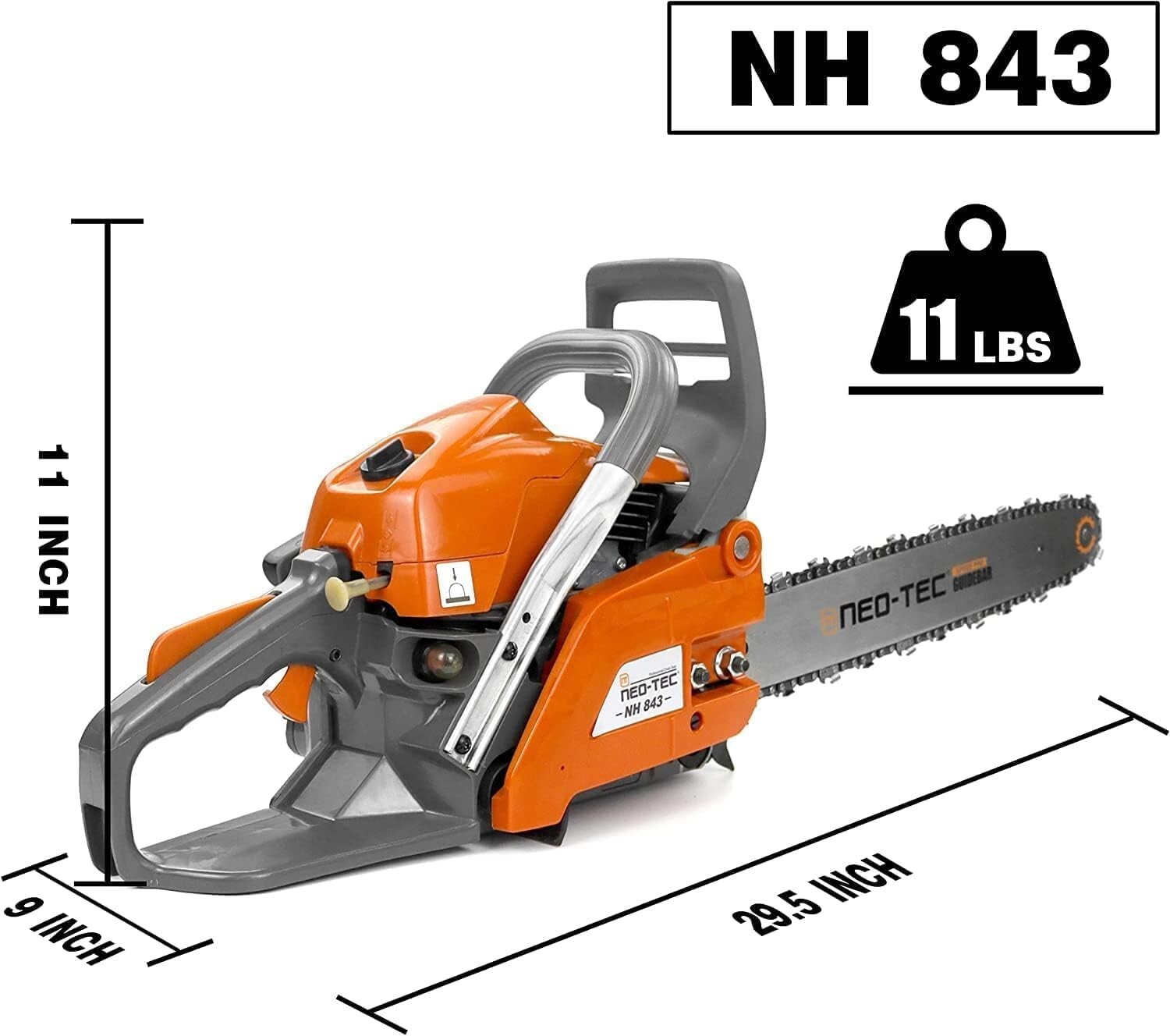 43cc Gas Chainsaw with 16'' Guide Bar and Chain Compatible with Husqvarna 543XP