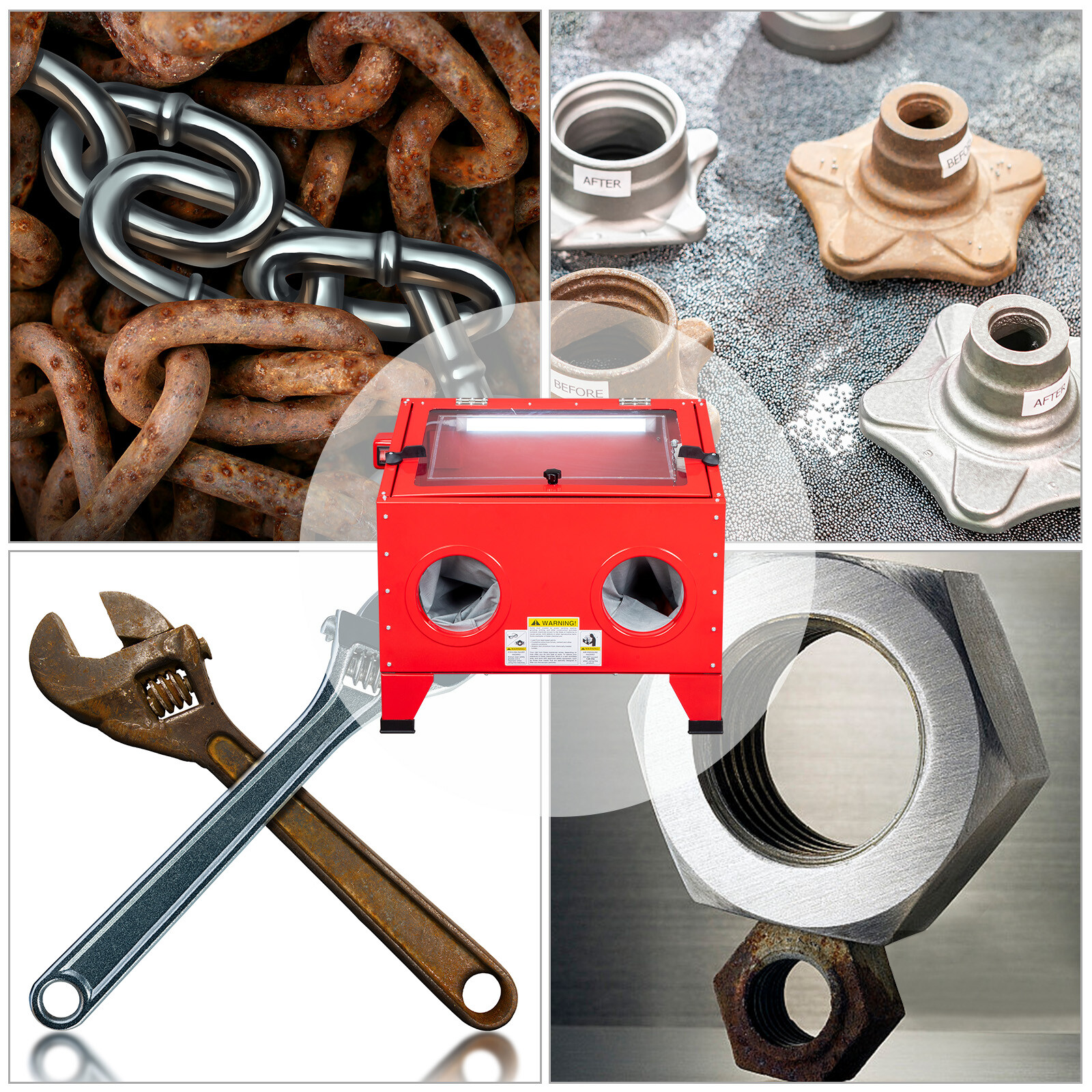 25 Gallons Bench Sandblast Cabinet Air Sand Blaster w/Gun Steel 40-80PSI