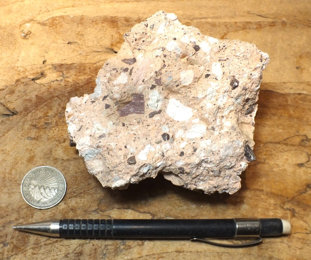 tuff breccia - welded volcanic ash with angular clasts - hand specimen