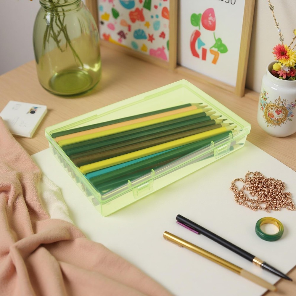 4 Pieces Rectangular Plastic Boxes Empty Storage Organizer Containers with Hi...