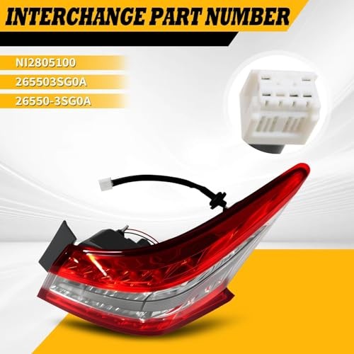 NI2805100 Outer Tail Light Assembly w/Bulbs Passenger Side Compatible with