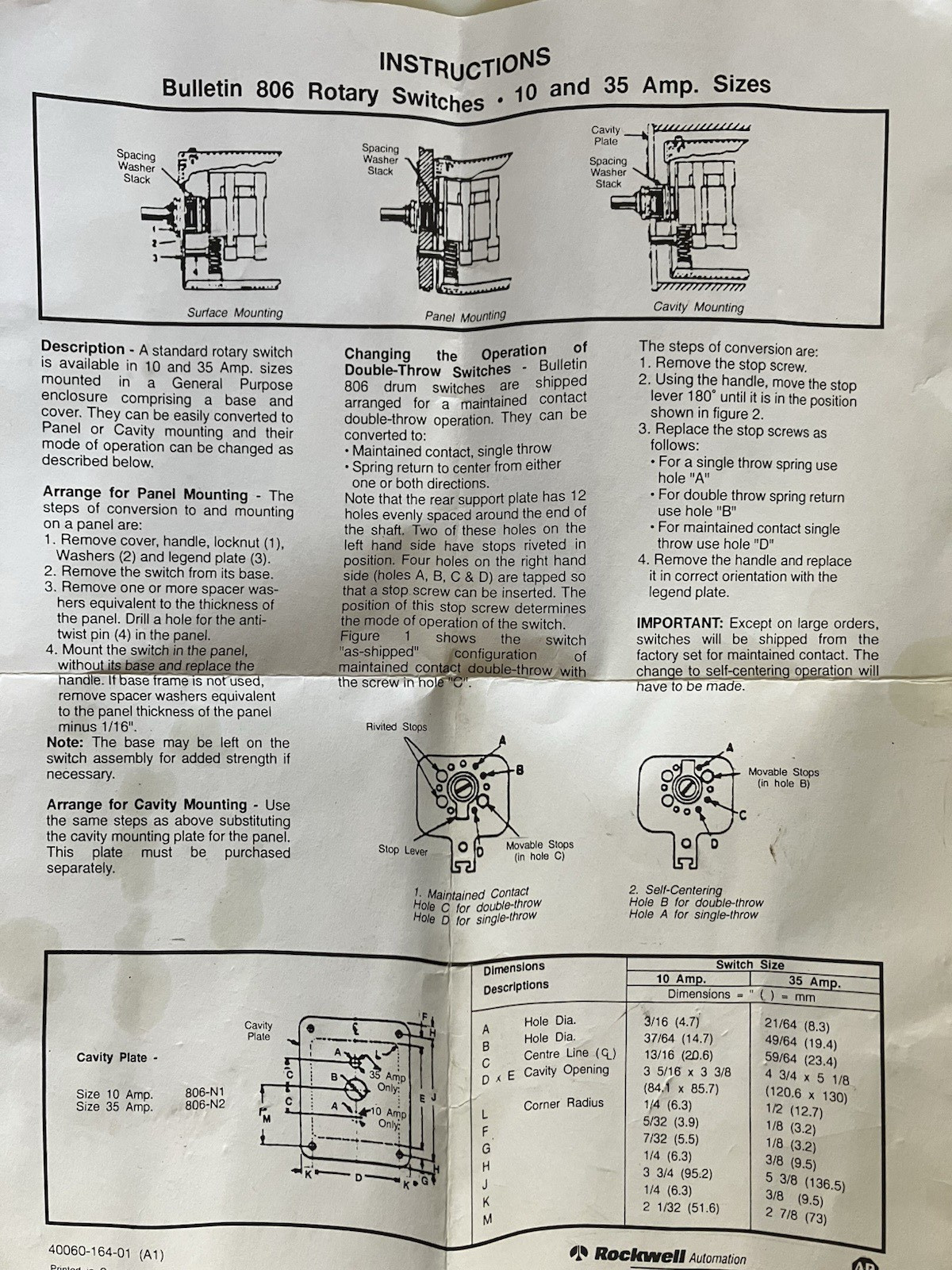 806-DS-2594 Allen Bradley Reversing Drum Switch (New in open box)