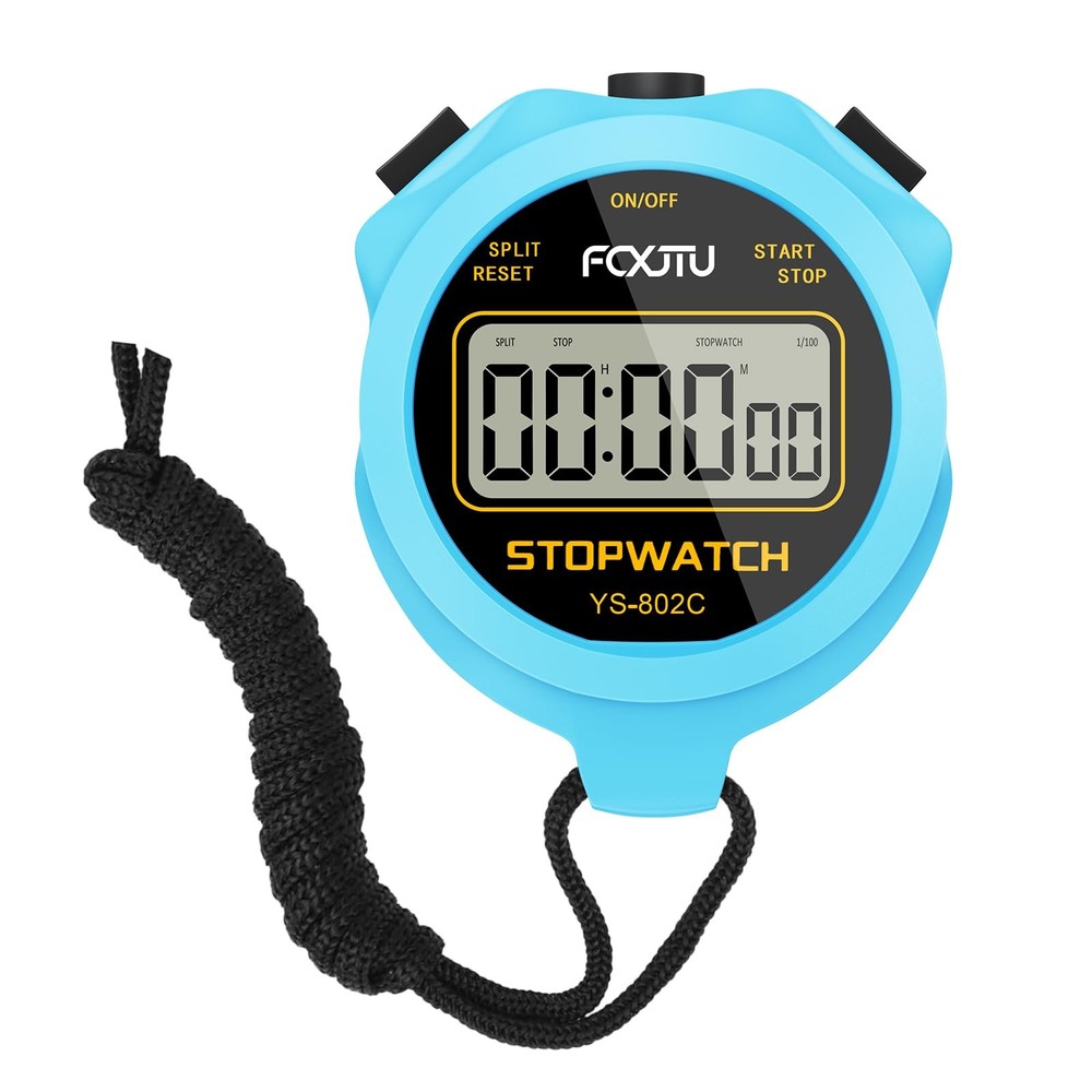 FCXJTU Digital Simple Stopwatch Timer, No Bells, Alarm, Basic Blue