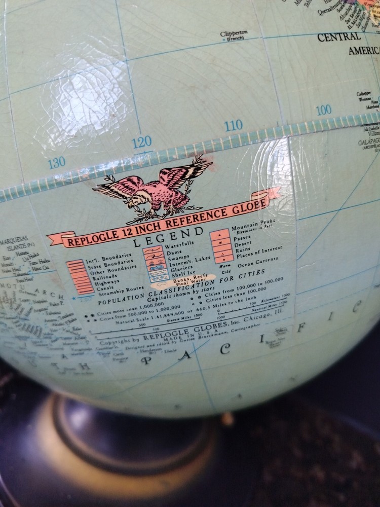 Vintage 1950s REPLOGLE 12" Reference Globe