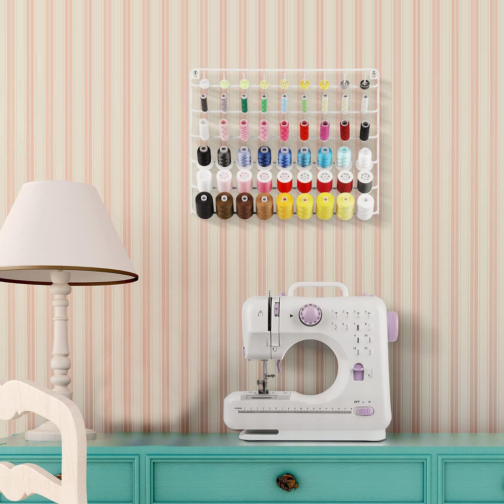 YBING Thread Holder Wall 54-Spool Sewing Thread Rack Wall Mount Embroidery Threa