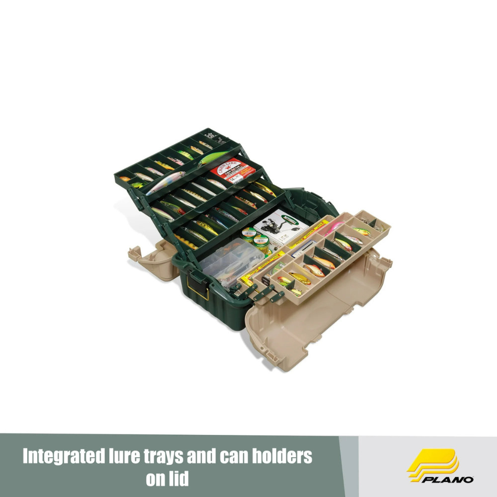 Plano 6-Tray Hip Roof Fishing Tackle Box Green/Sand Large Size Storage Case