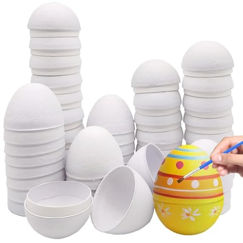 50 Pcs Paper Easter Eggs DIY White Paper Mache Easter Eggs Easter Basket white