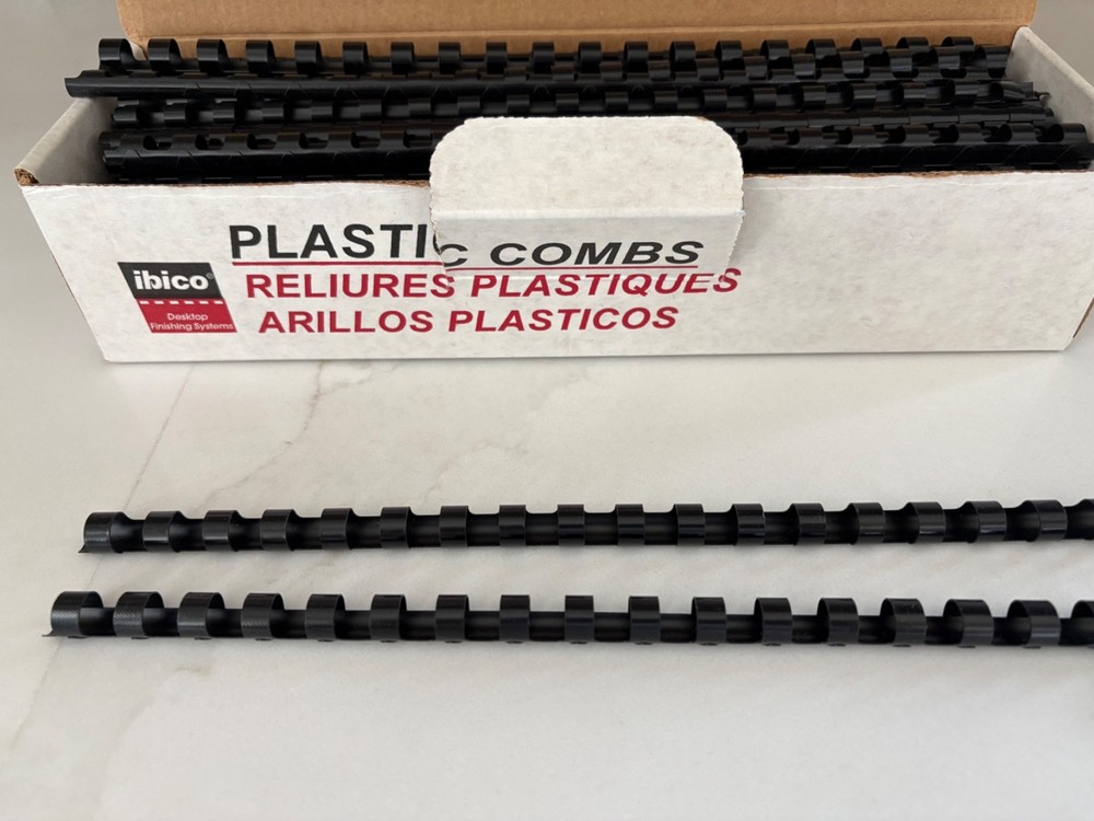Professional Plastic Binding Combs, Black 100 Pack for Document Organization 1/4